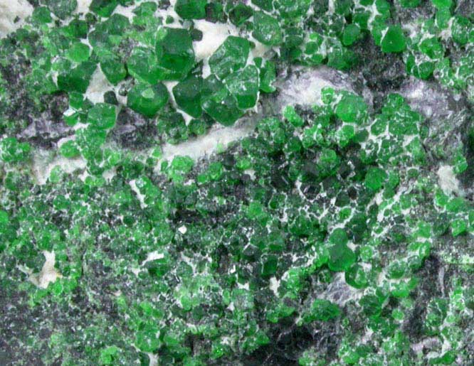 Uvarovite Garnet on Magnesiochromite from Saranovskoye Mine, Sarany, Permskaya Oblast', Ural Mountains, Russia (Type Locality for Uvarovite)