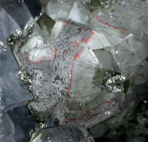 Fluorite, Quartz, Pyrite from Samine Fluorite Mine, Djebel el Hammam, 44 km southwest of Meknes, Morocco
