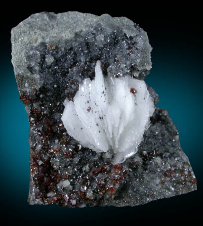 Barite on Quartz and Sphalerite from Florence Mine, Egremont, Cumbria, England