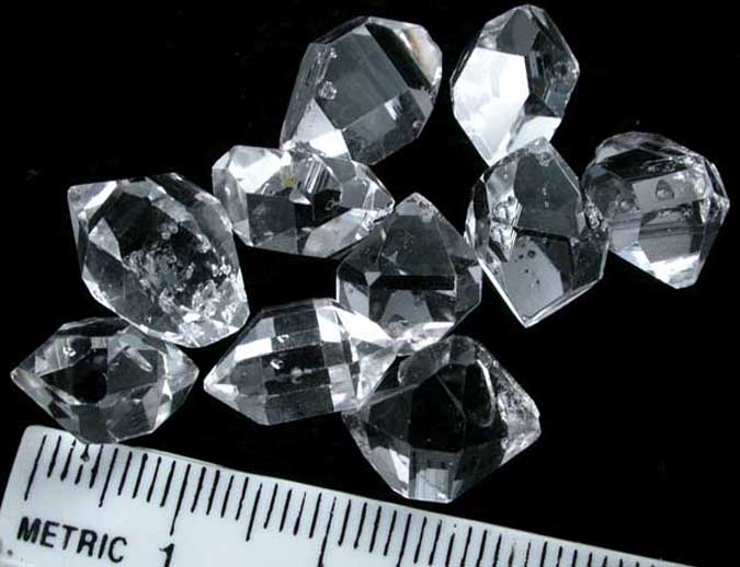 Quartz var. Herkimer Diamonds (10 A-quality crystals) from Middleville, Herkimer County, New York
