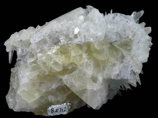 Calcite over Fluorite from Cave-in-Rock District, Hardin County, Illinois