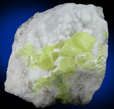 Sulfur on Calcite-Aragonite from Boling, Wharton County, Texas