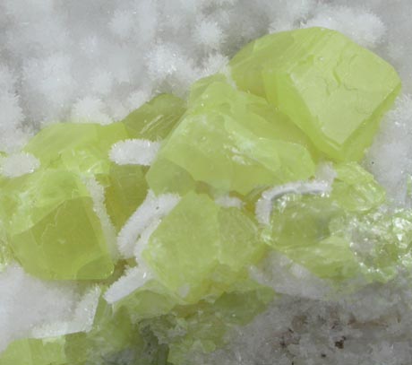 Sulfur on Calcite-Aragonite from Boling, Wharton County, Texas