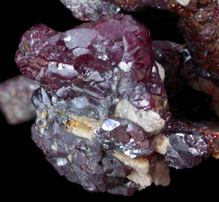 Cuprite on Copper from Ray Mine, Mineral Creek District, Pinal County, Arizona