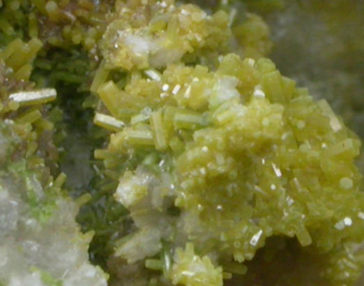 Pyromorphite and Cerussite on Quartz from Luganure Lode, Shallow Adit, Camaderry, County Wicklow, Ireland