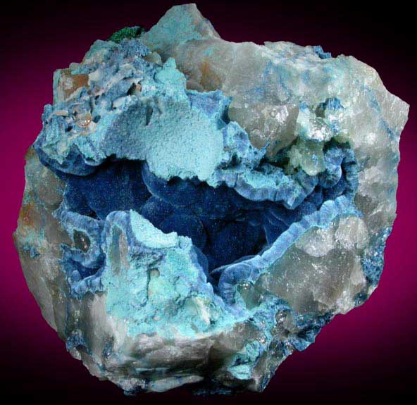 Shattuckite on Quartz from Khandesi, Kaokoveld, Namibia