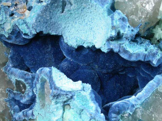 Shattuckite on Quartz from Khandesi, Kaokoveld, Namibia