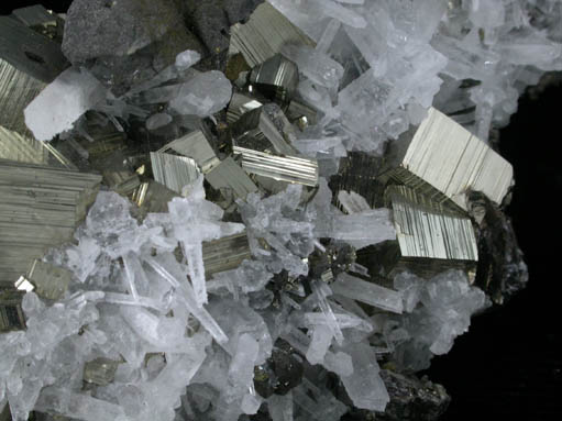 Pyrite and Quartz with Chalcopyrite from Huaron District, Cerro de Pasco Province, Pasco Department, Peru