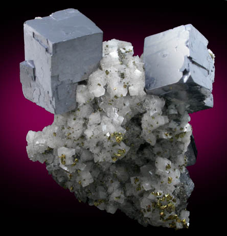 Galena on Dolomite with Chalcopyrite from Sweetwater Mine, Viburnum Trend, Reynolds County, Missouri