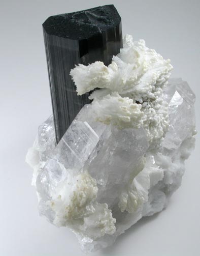 Schorl Tourmaline with Quartz and Albite var. Cleavelandite from Bulochi, near Shengus, Skardu District, Gilgit-Baltistan, Pakistan