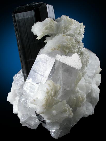 Schorl Tourmaline with Quartz and Albite var. Cleavelandite from Bulochi, near Shengus, Skardu District, Gilgit-Baltistan, Pakistan