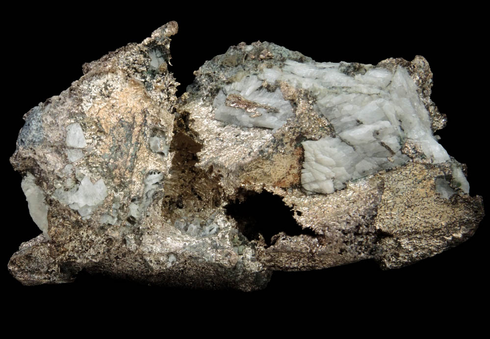 Silver with Calcite from Elizabeth Hill Mine, 40 km South of Karratha, Western Australia, Australia