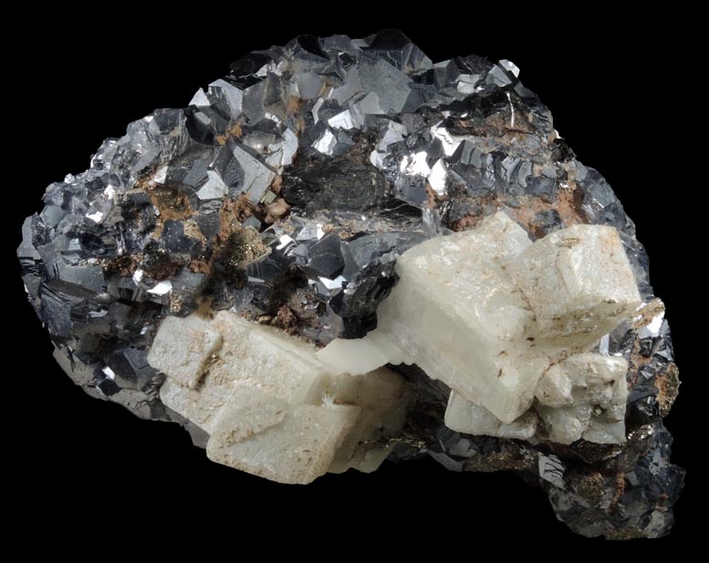 Galena with Calcite and Pyrrhotite from Naica District, Saucillo, Chihuahua, Mexico