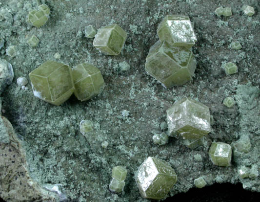 Andradite var. Topazolite-Demantoid Garnet from New Idria District, San Benito County, California