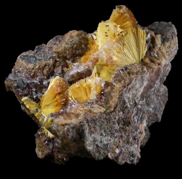 Boltwoodite on Calcite from Goanikontes Claim, Arandis, Swakopmund District, Erongo Region, Namibia