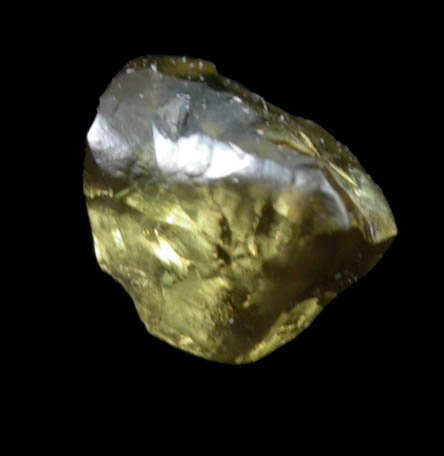 Diamond (0.40 carat yellow-green asymmetric crystal) from Argyle Mine, Kimberley, Western Australia, Australia