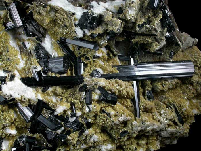 Schorl Tourmaline on Albite with Muscovite from Mursinka, Sverdlovskaya Oblast', Middle Urals, Russia