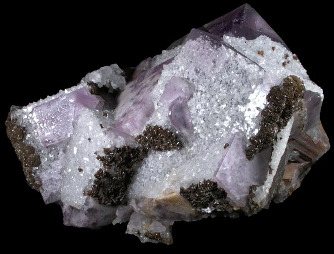 Fluorite with Quartz, Siderite, Galena from Alston Moor District, West Cumberland Iron Mining District, Cumbria, England