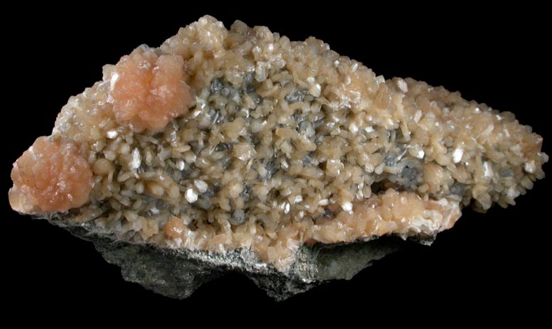 Stilbite over Calcite from Moore's Station Quarry, 44 km northeast of Philadelphia, Mercer County, New Jersey