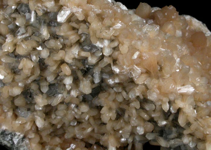 Stilbite over Calcite from Moore's Station Quarry, 44 km northeast of Philadelphia, Mercer County, New Jersey