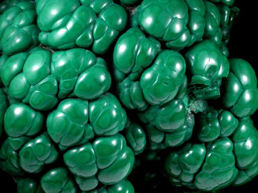 Malachite (polished) from Kolwezi Mining District, 240 km WNW of  Lubumbashi, Katanga Copperbelt, Lualaba Province, Democratic Republic of the Congo