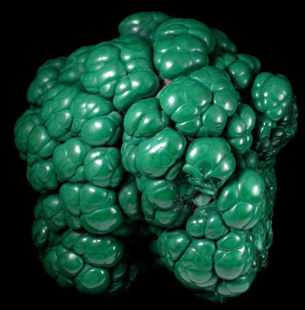 Malachite (polished) from Kolwezi Mining District, 240 km WNW of  Lubumbashi, Katanga Copperbelt, Lualaba Province, Democratic Republic of the Congo