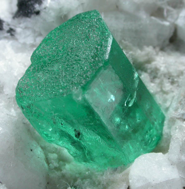 Beryl var. Emerald in Calcite with Pyrite from Muzo Mine, Vasquez-Yacop District, Boyac Department, Colombia