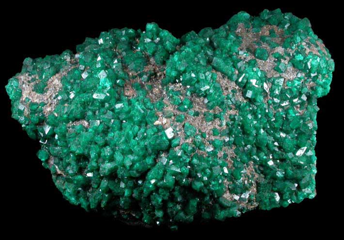 Dioptase on Calcite from Altyn-Tyube, 66 km east of Karagandy, Karaganda Oblast', Kazakhstan (Type Locality for Dioptase)