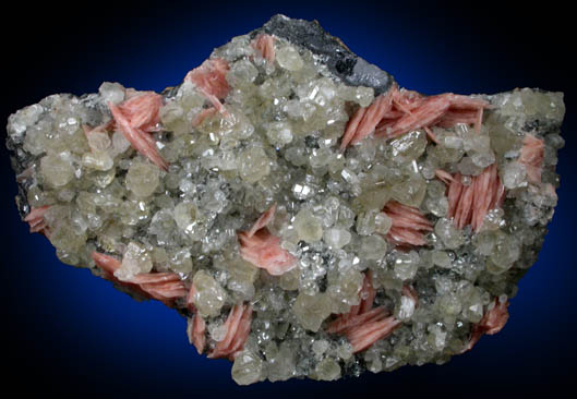 Cerussite on Barite over Galena from Mibladen, Haute Moulouya Basin, Zeida-Aouli-Mibladen belt, Midelt Province, Morocco