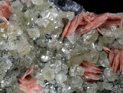 Cerussite on Barite over Galena from Mibladen, Haute Moulouya Basin, Zeida-Aouli-Mibladen belt, Midelt Province, Morocco