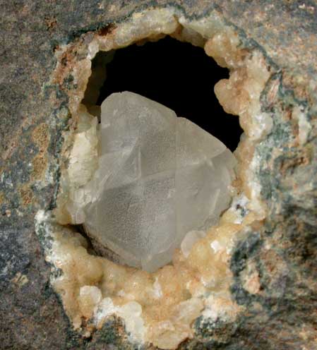 Calcite on Prehnite from Braen's Son's Quarry, Hawthorne, Passaic County, New Jersey