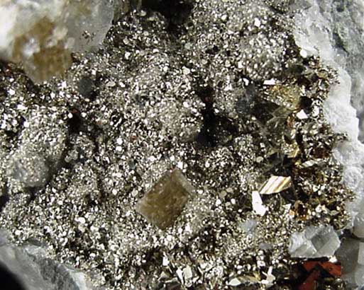 Pyrite, Heulandite, Calcite from Braen's Quarry, Haledon, Passaic County, New Jersey