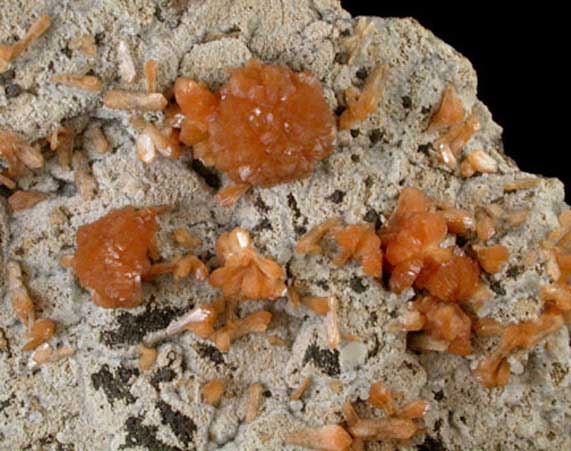 Stilbite and Calcite from Francisco Brothers Quarry, Great Notch, Passaic County, New Jersey