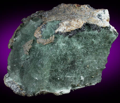 Actinolite var. Byssolite in Calcite with Pyrite from French Creek Iron Mines, St. Peters, Chester County, Pennsylvania