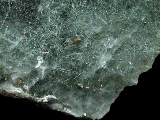 Actinolite var. Byssolite in Calcite with Pyrite from French Creek Iron Mines, St. Peters, Chester County, Pennsylvania