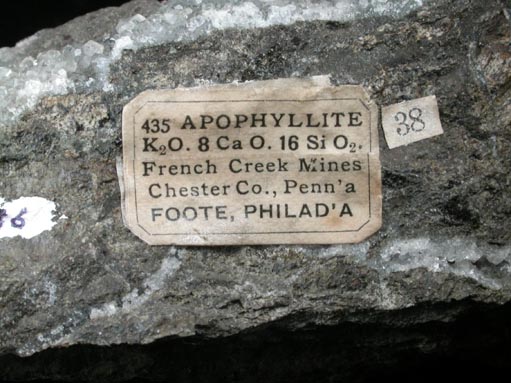 Apophyllite with Calcite from French Creek Iron Mines, St. Peters, Chester County, Pennsylvania