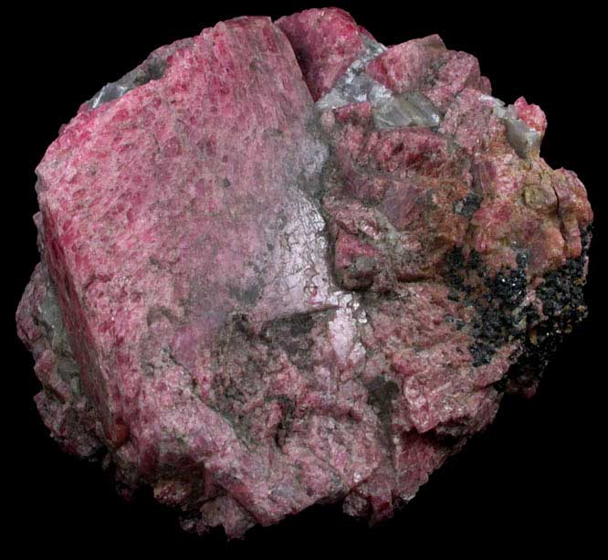 Rhodonite with Franklinite, Calcite, Willemite from Franklin, Sussex County, New Jersey (Type Locality for Franklinite)