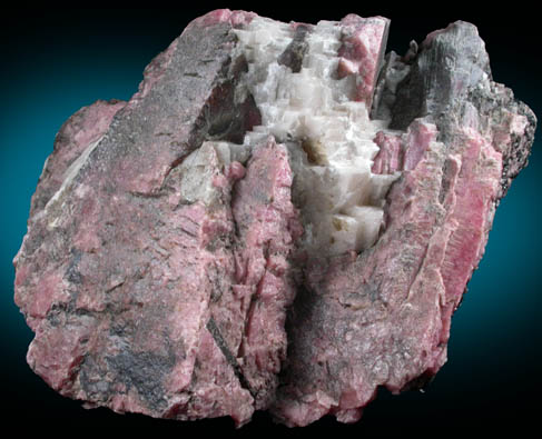 Rhodonite with Calcite and Franklinite from Franklin, Sussex County, New Jersey (Type Locality for Franklinite)