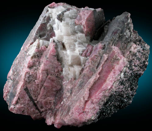 Rhodonite with Calcite and Franklinite from Franklin, Sussex County, New Jersey (Type Locality for Franklinite)