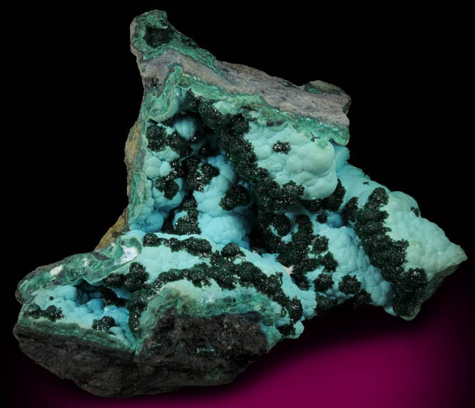 Malachite on Chrysocolla from L'Etoile du Congo Mine, Lubumbashi, Katanga Copperbelt, Haut-Katanga Province, Democratic Republic of the Congo