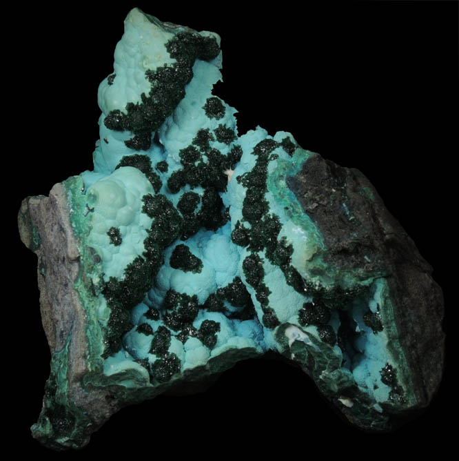 Malachite on Chrysocolla from L'Etoile du Congo Mine, Lubumbashi, Katanga Copperbelt, Haut-Katanga Province, Democratic Republic of the Congo
