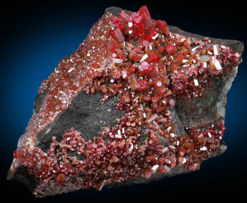 Vanadinite with Calcite from Mibladen, Haute Moulouya Basin, Zeida-Aouli-Mibladen belt, Midelt Province, Morocco