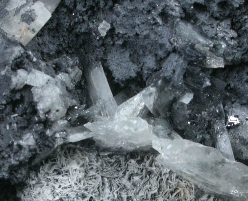 Cerussite on Galena from Bleiberg, Carinthia, Austria