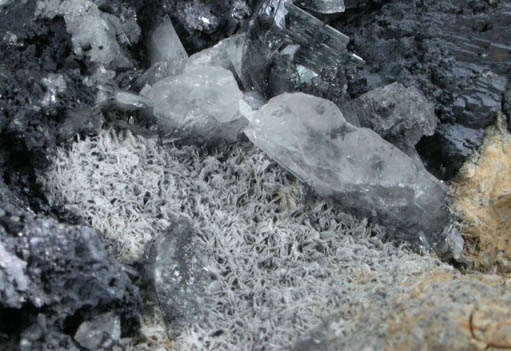 Cerussite on Galena from Bleiberg, Carinthia, Austria