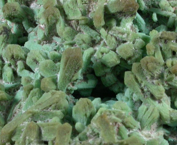 Chrysocolla pseudomorphs after Stilbite from Little Falls Quarry, on campus of Montclair State University, Essex County, New Jersey