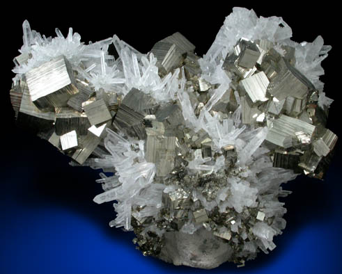 Pyrite with Quartz from Huaron District, Cerro de Pasco Province, Pasco Department, Peru