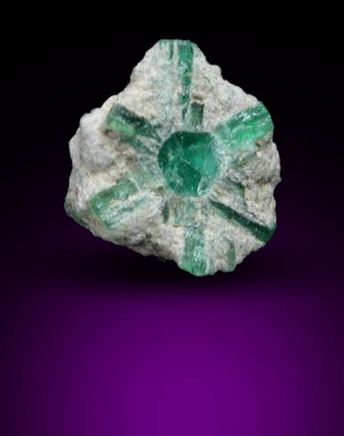 Beryl var. Trapiche Emerald from Chivor, Guavi-Guateque Mining District, Boyac Department, Colombia