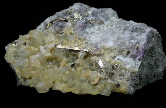 Calaverite with Fluorite from Cripple Creek District, Teller County, Colorado