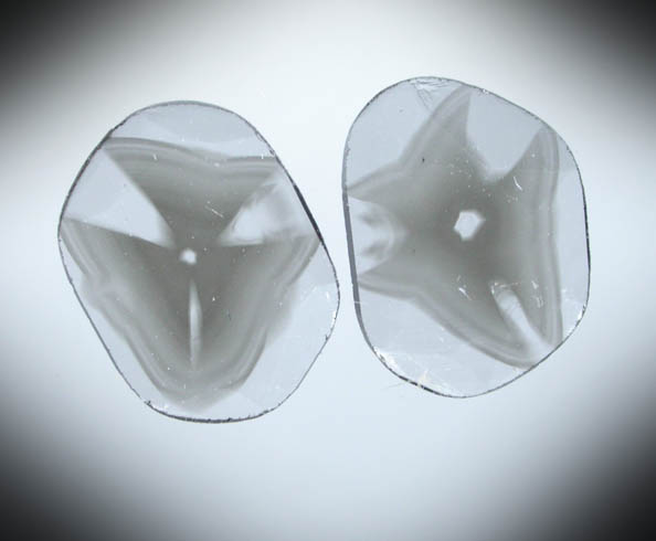 Diamond (two matched polished slices with sector-zoned inclusions totaling 0.50 carats) from Zimbabwe