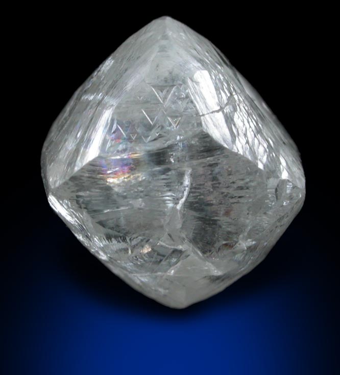 Diamond (4.46 carat pale yellowish-gray octahedral crystal) from Mirny, Republic of Sakha, Siberia, Russia